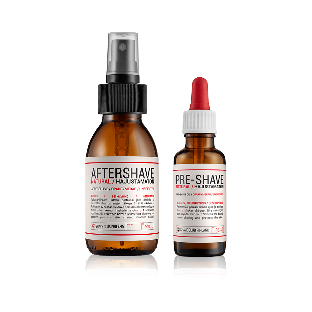Shave Club "Natural" pre-shave oil (30ml) and "Natural" Aftershave (100ml) set