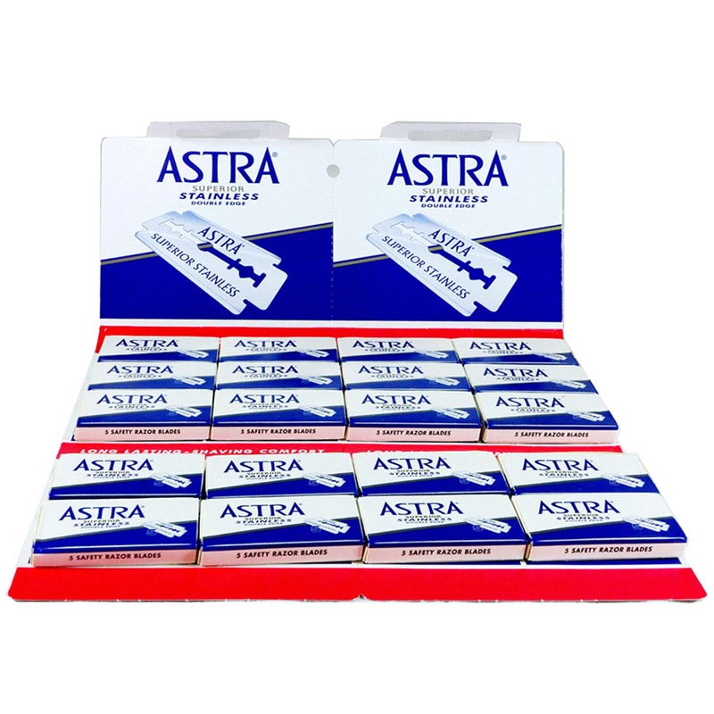 Astra "Blu Superior Stainless" partaterät (100 kpl)